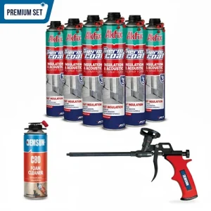 AKFIX Thermcoat Insulation Spray Foam DIY Kit (6 Cans+Cleaner+Applicator Gun)